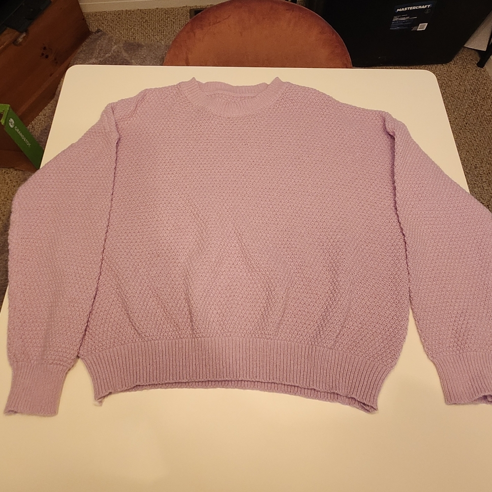 Lavender Textured Knit Sweater | Cozy Spring Pastel | XXL | Relaxed Fit - Picture 4 of 8